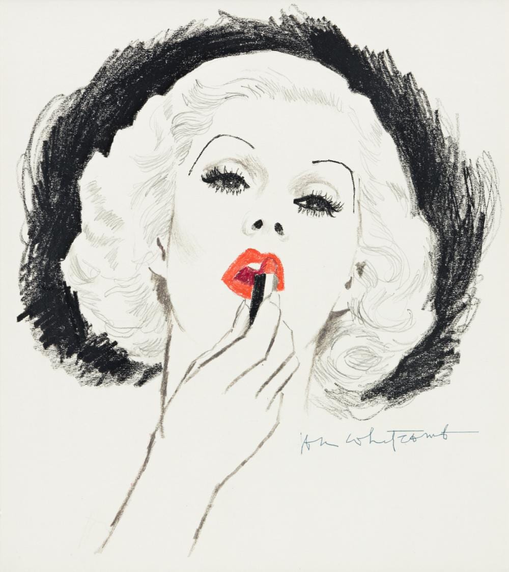 Jon Whitcomb comparable auction result: jon whitcomb 1906 1988 jean harlow applying lipstick