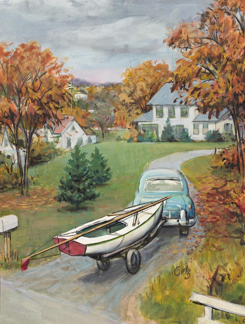 arthur getz 1913 1996 car towing sailboat sweeping up after 5th avenue wedding new yorker cover · Swann Auction Galleries · 2021-06-24 Arthur Getz comparable auction result: arthur getz 1913 1996 car towing sailboat sweeping up after 5th avenue wedding new yorker cover