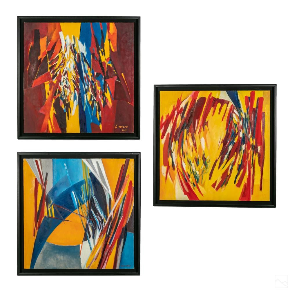 Roberto Lauro comparable auction result: roberto lauro b 1932 abstract paintings triptych