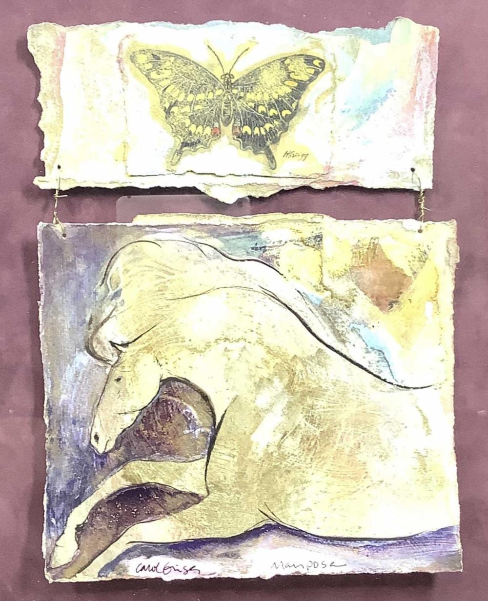 Carol Griggs comparable auction result: carol griggs b 1942 mariposa acrylic on board