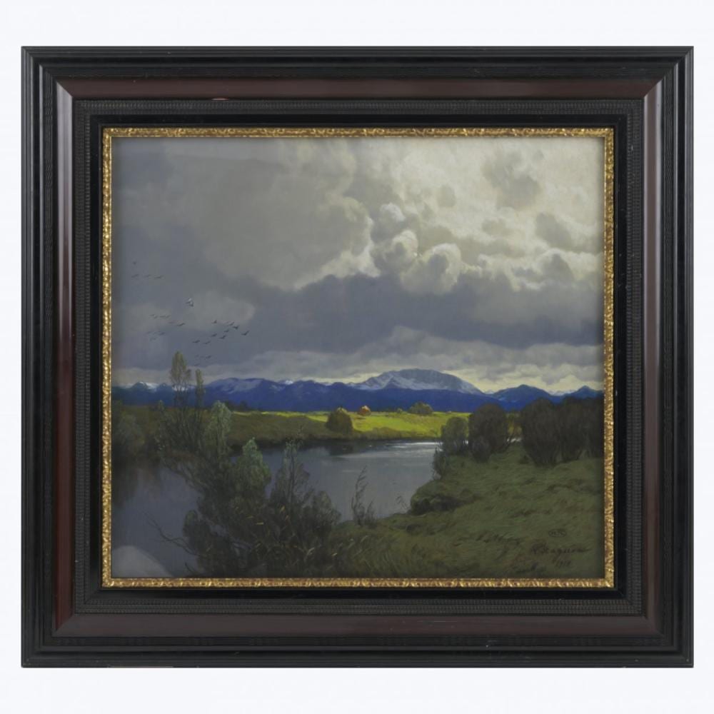 Albert Stagura comparable auction result: albert stagura 1866 dresden 1947 gstadt chiemsee untitled river landscape in the foothills 1918