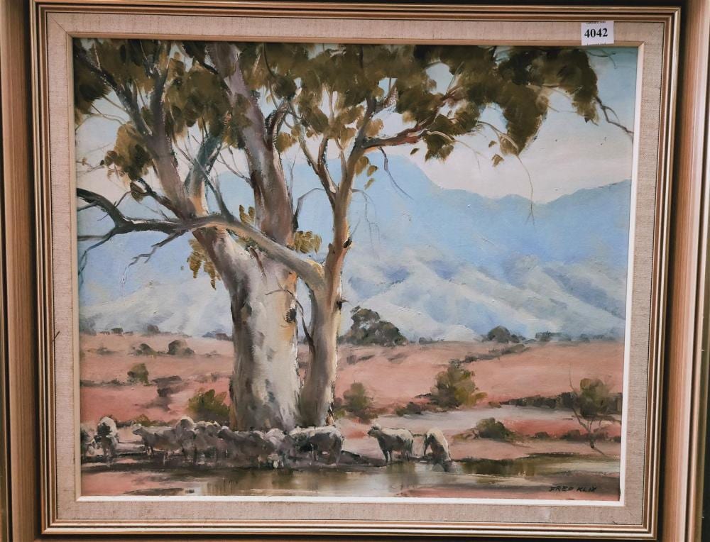 Fred Klix comparable auction result: fred klix south wall of wilpena pound flinders ranges sa oil on board h 38cm x w 42cm leonard joel local delivery size small