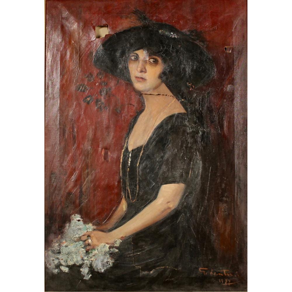 Giovanni (1882) Lentini comparable auction result: giovanni lentini 1882 1955 figura di donna con cappello figure of a woman with a hat