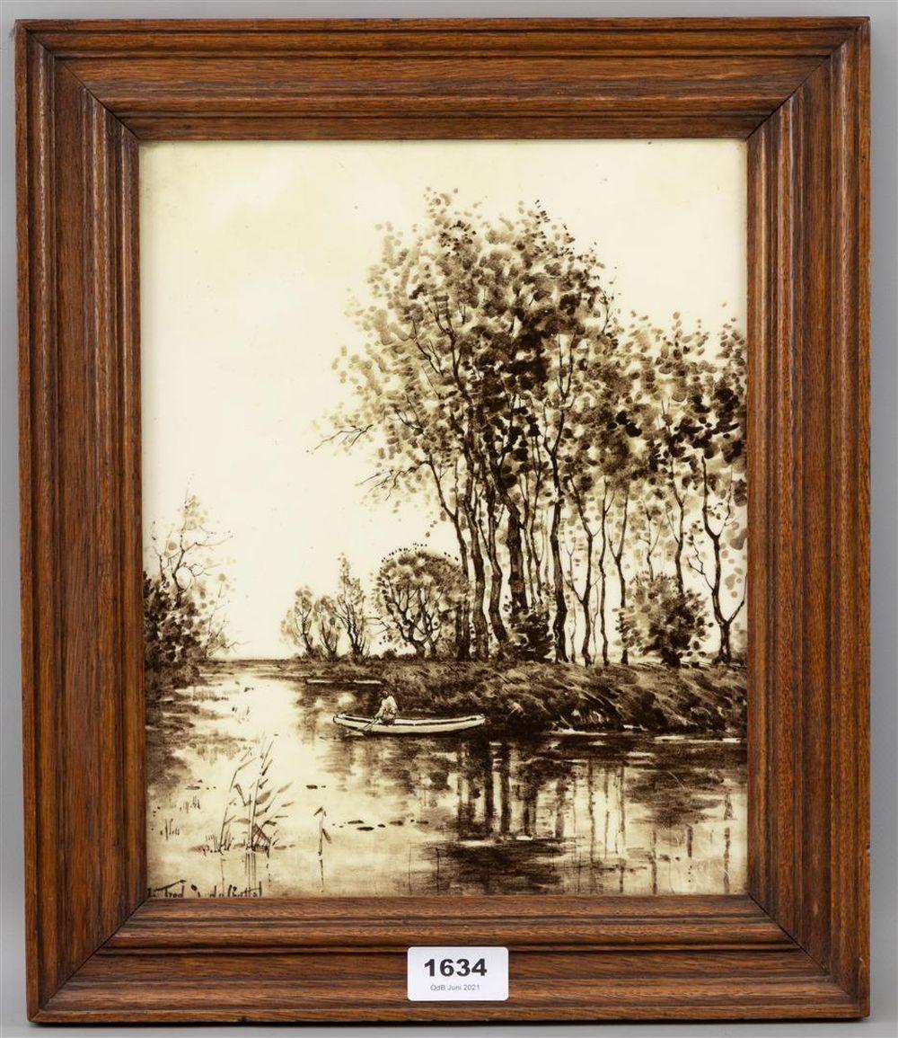 een handbeschilderde aardewerk tegel met sepia voo · Veilinghuis Onder de Boompjes · 2021-06-19 Johannes Karel Leurs comparable auction result: een handbeschilderde aardewerk tegel met sepia voo