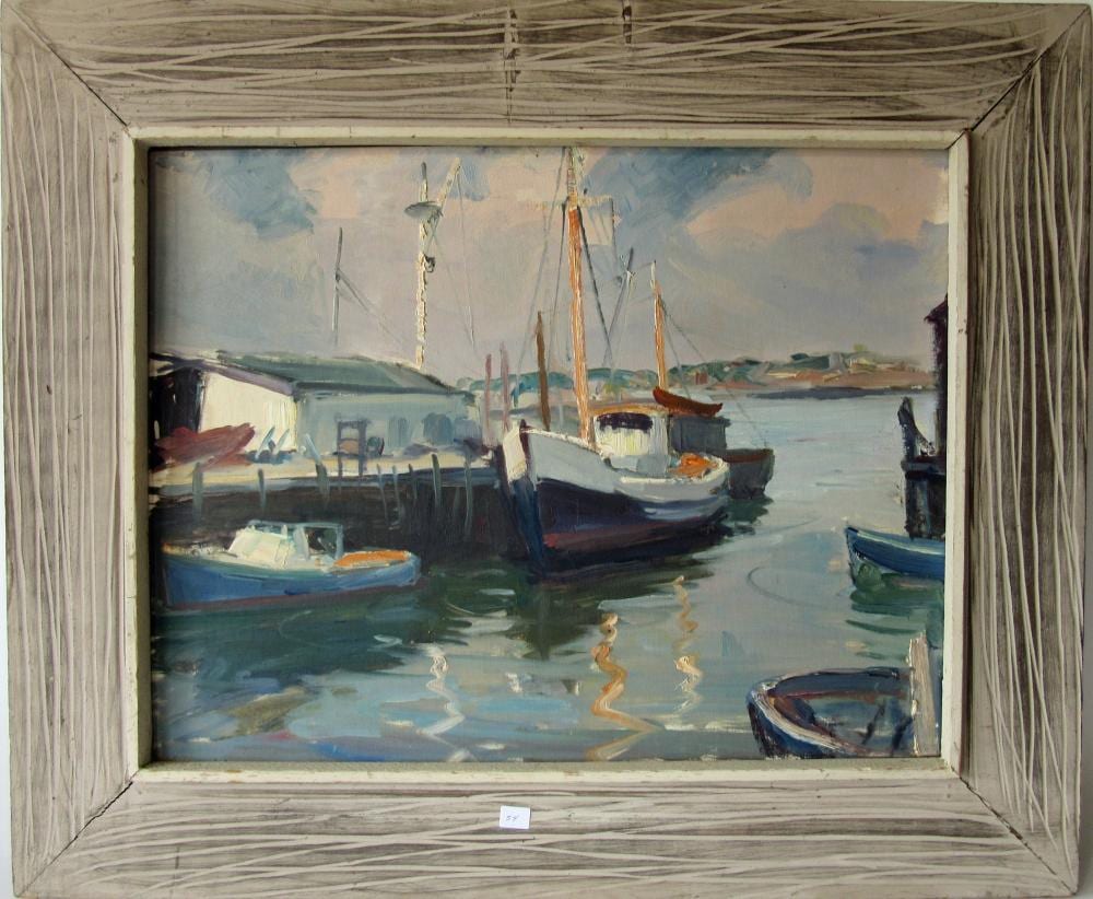 attributed to patrick civale oil on board harbor s · Blackwood March Auctioneers · 2021-06-30 Patrick Civale comparable auction result: attributed to patrick civale oil on board harbor s