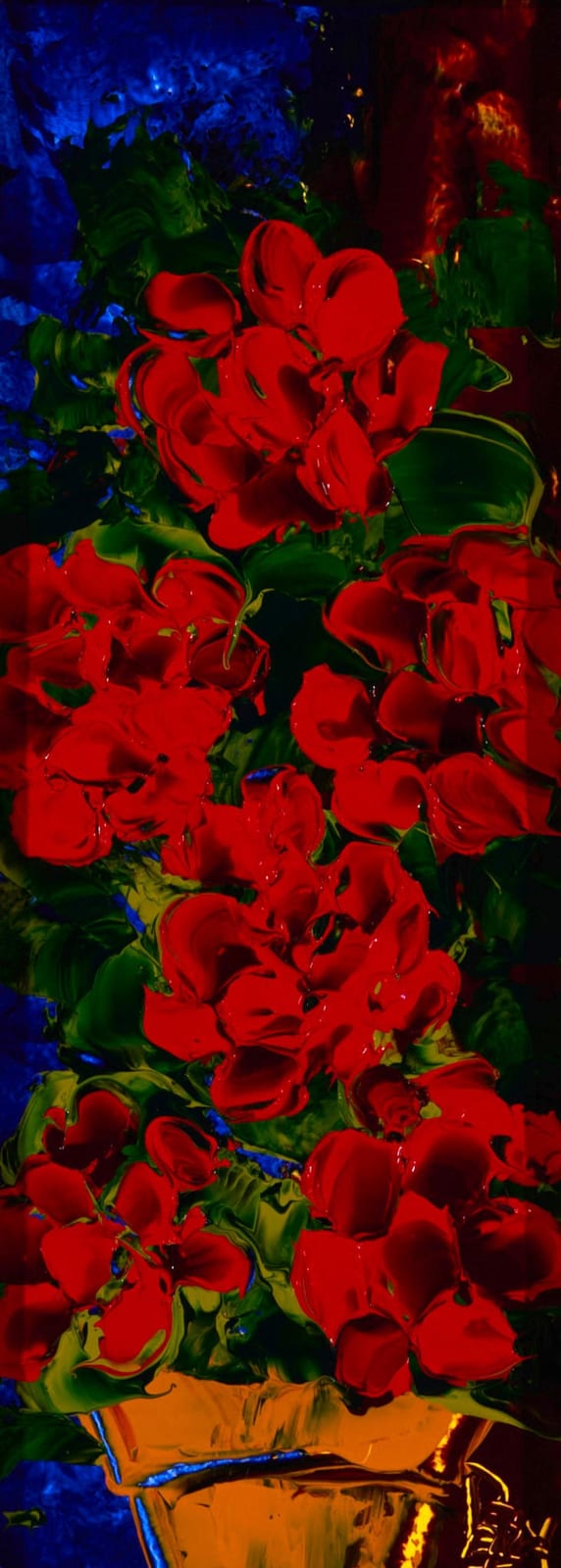 Dean Vella comparable auction result: dean vella 1958 red geraniums oil and acrylic on board 49 5 x 17 cm frame 97 x 65 x 4 cm signed lower left