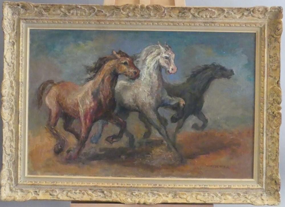 Alexis Hinsberger comparable auction result: alexis hinsberger 1907 1996 chevaux galopant huile sur toile sign en bas droite dimensions