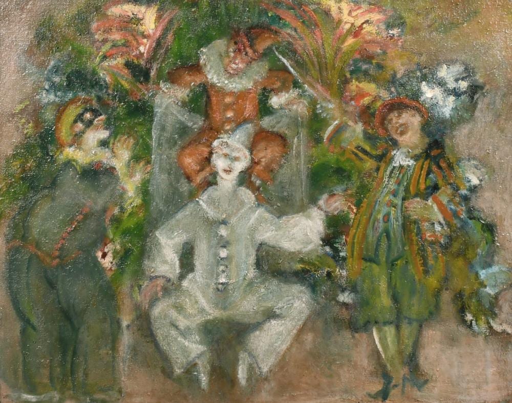 frederick carter 1885 1967 british burlesque oil on canvas with gallery label verso 25 x 30 · John Nicholson's Fine Art Auctioneers & Valuers · 2021-06-23 Frederick Carter comparable auction result: frederick carter 1885 1967 british burlesque oil on canvas with gallery label verso 25 x 30