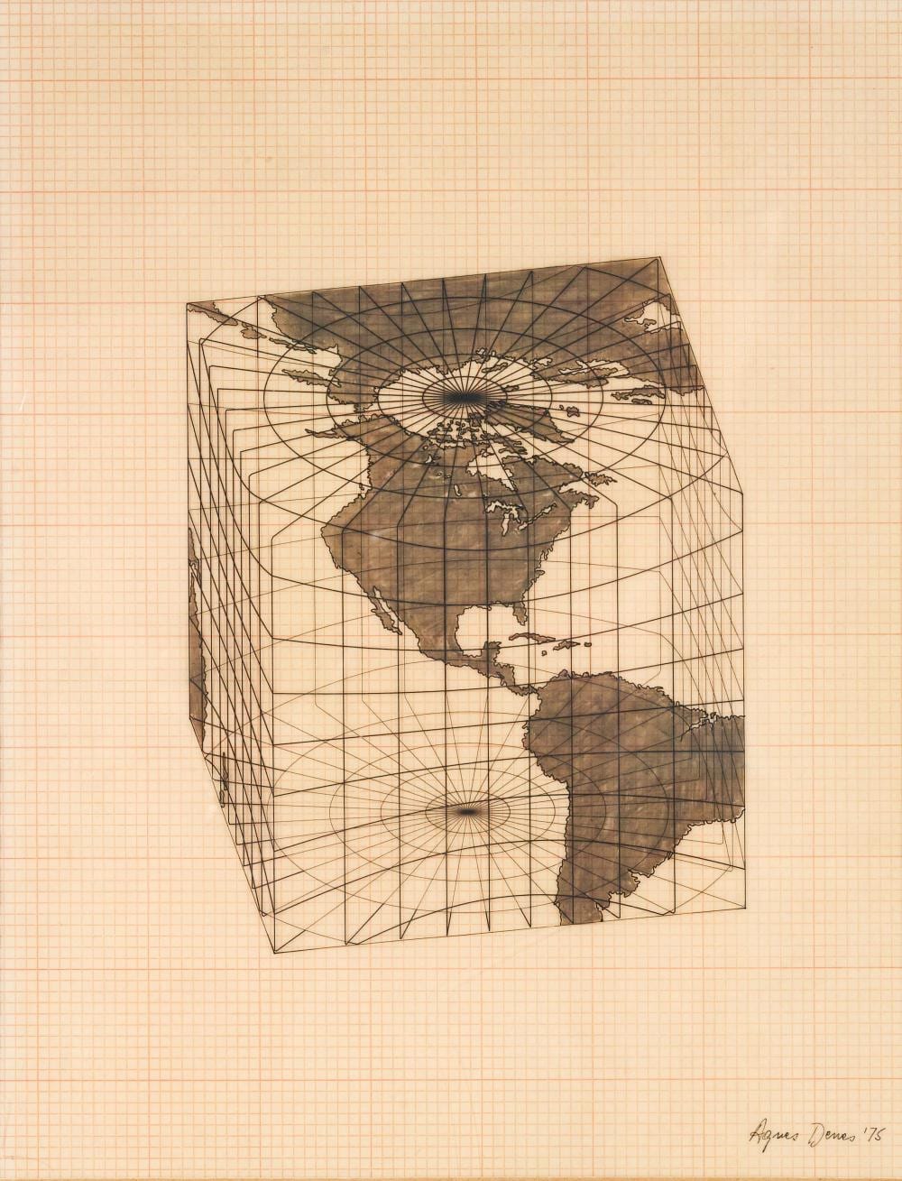 Agnes Denes comparable auction result: agnes denes study of distortions isometric systems in isotropic space map projections the cube