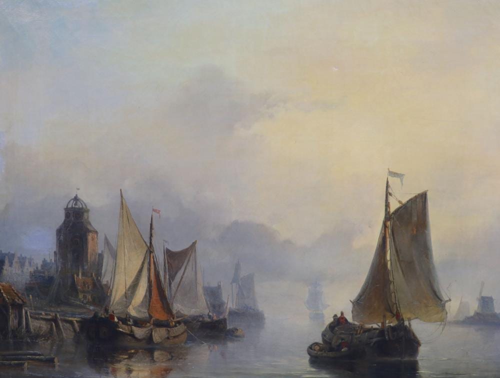Christiaan Lodewijk Willem Dreibholtz comparable auction result: christiaan lodewijk willem dreibholtz 1799 1874 shipping in harbour oil on canvas 53 x 70cm