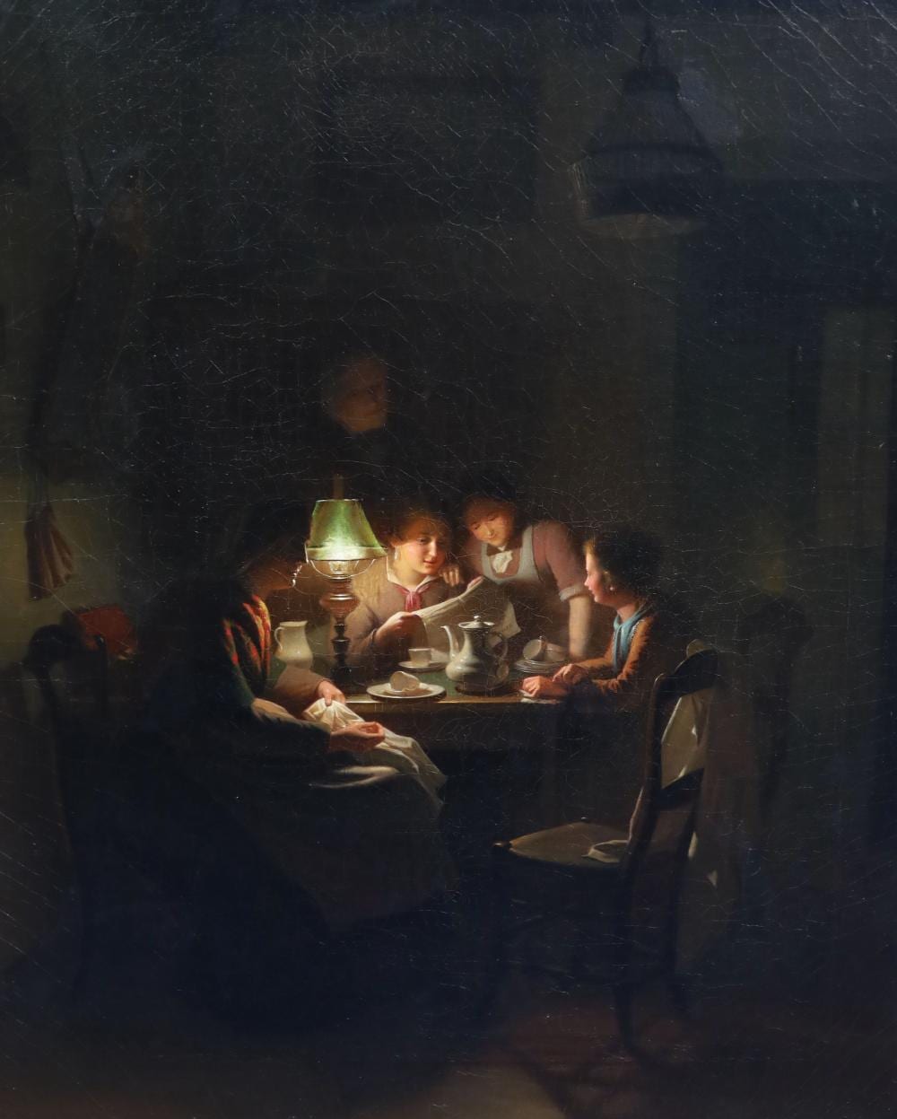 Johannes Rosierse comparable auction result: johannes rosierse dutch 1818 1901 figures around a table under lamplight oil on canvas 80 x 60 cm