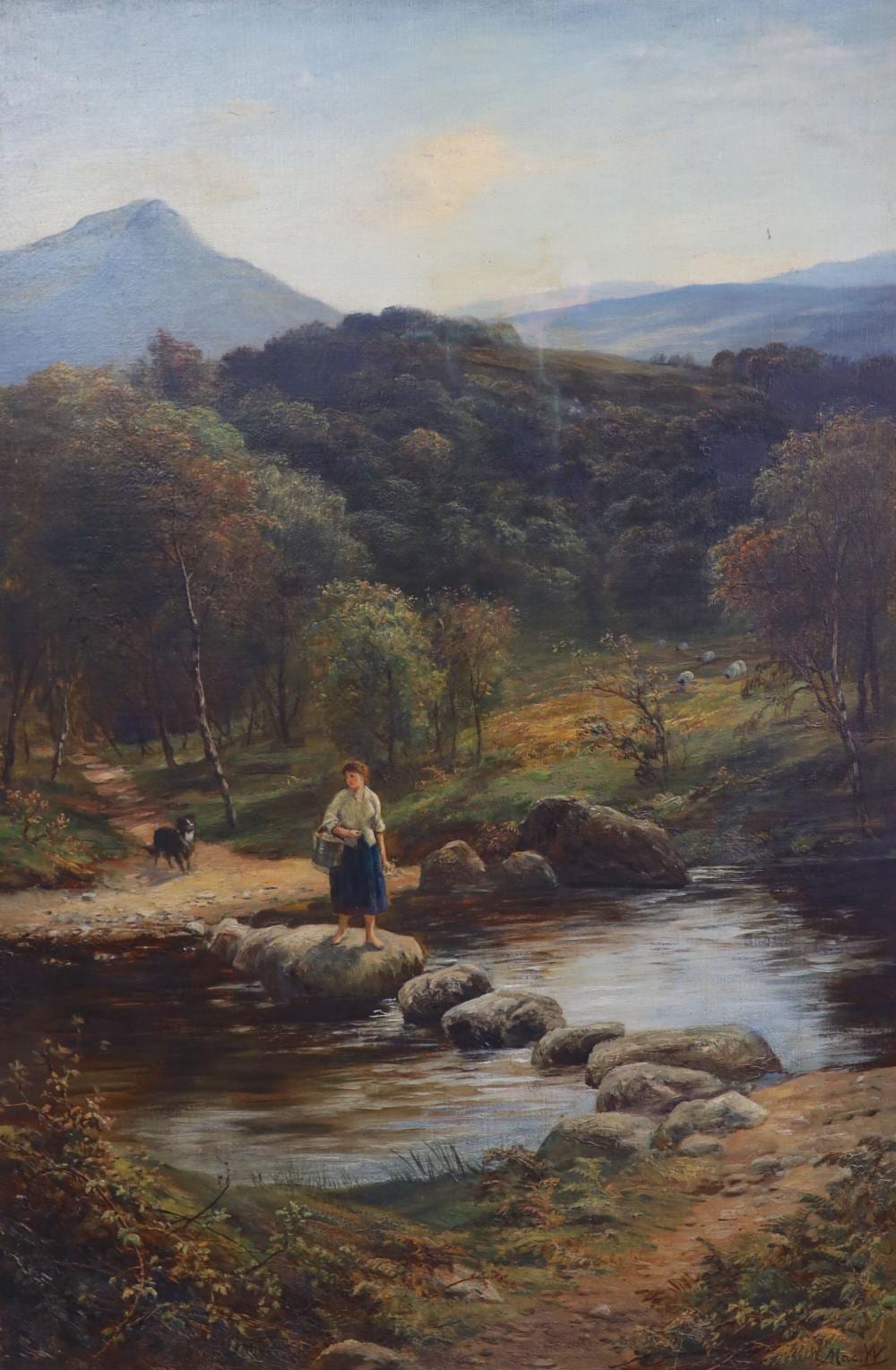 John McWhirter comparable auction result: john mcwhirter 1839 1911 stepping stones isle of arran oil on canvas 90 5 x 60cm