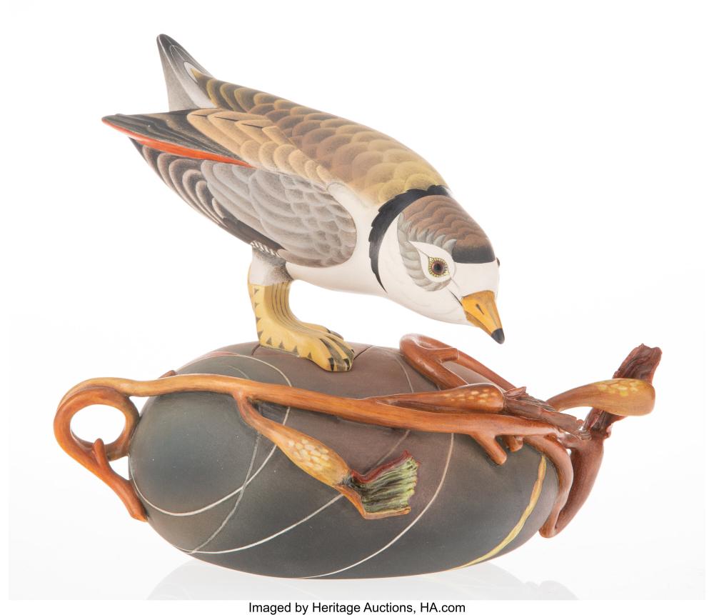 Annette Corcoran comparable auction result: annette corcoran american b 1930 piping plover teapot 1998 painted porcelai