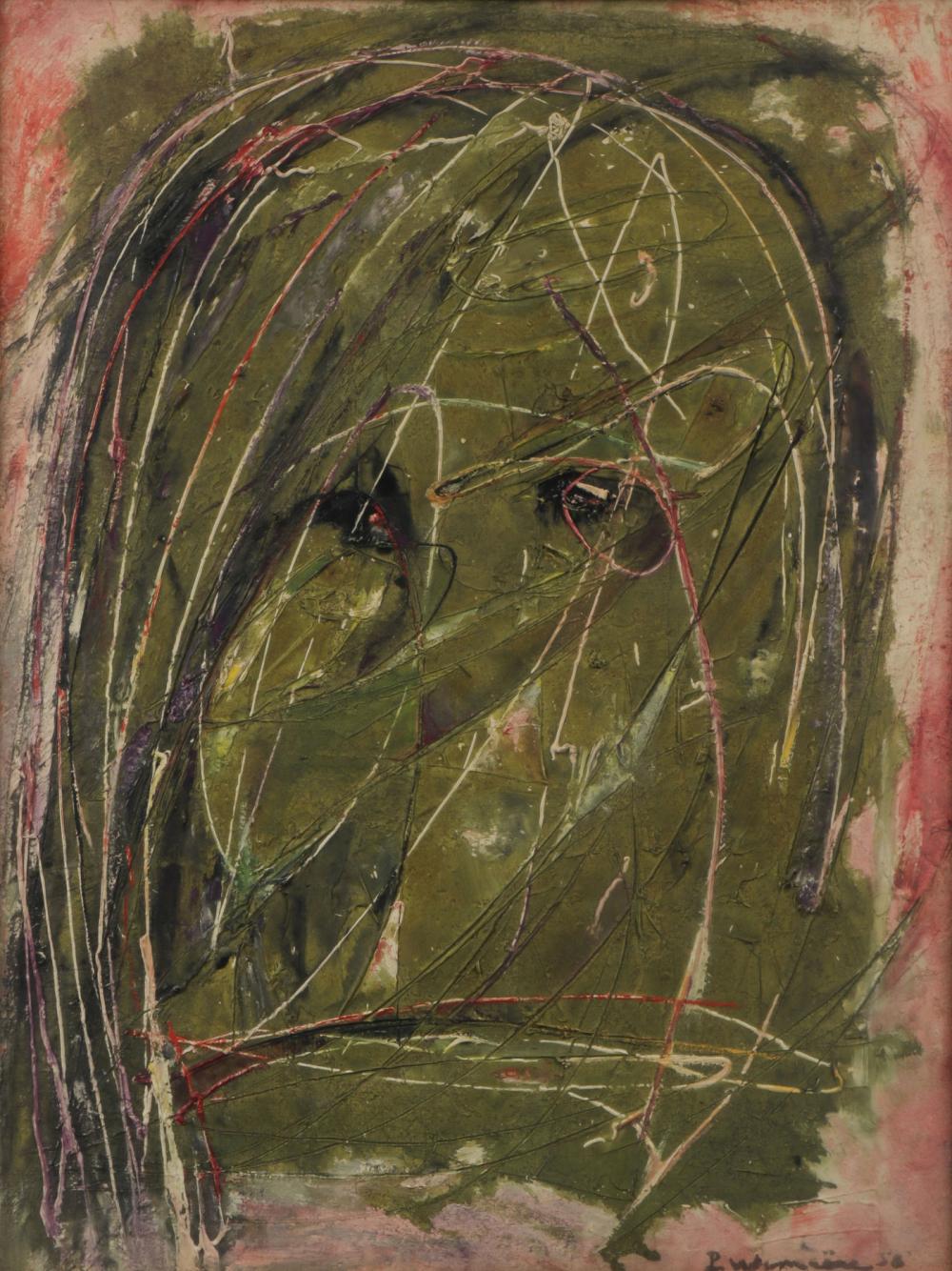 Pierre Wemaëre comparable auction result: modernist signed abstract painting