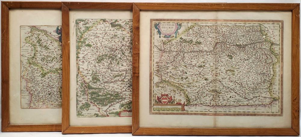 (3) Antique Hand Colored Maps sold by EJ'S Auction & Appraisal, lot 1197 — auction record photograph