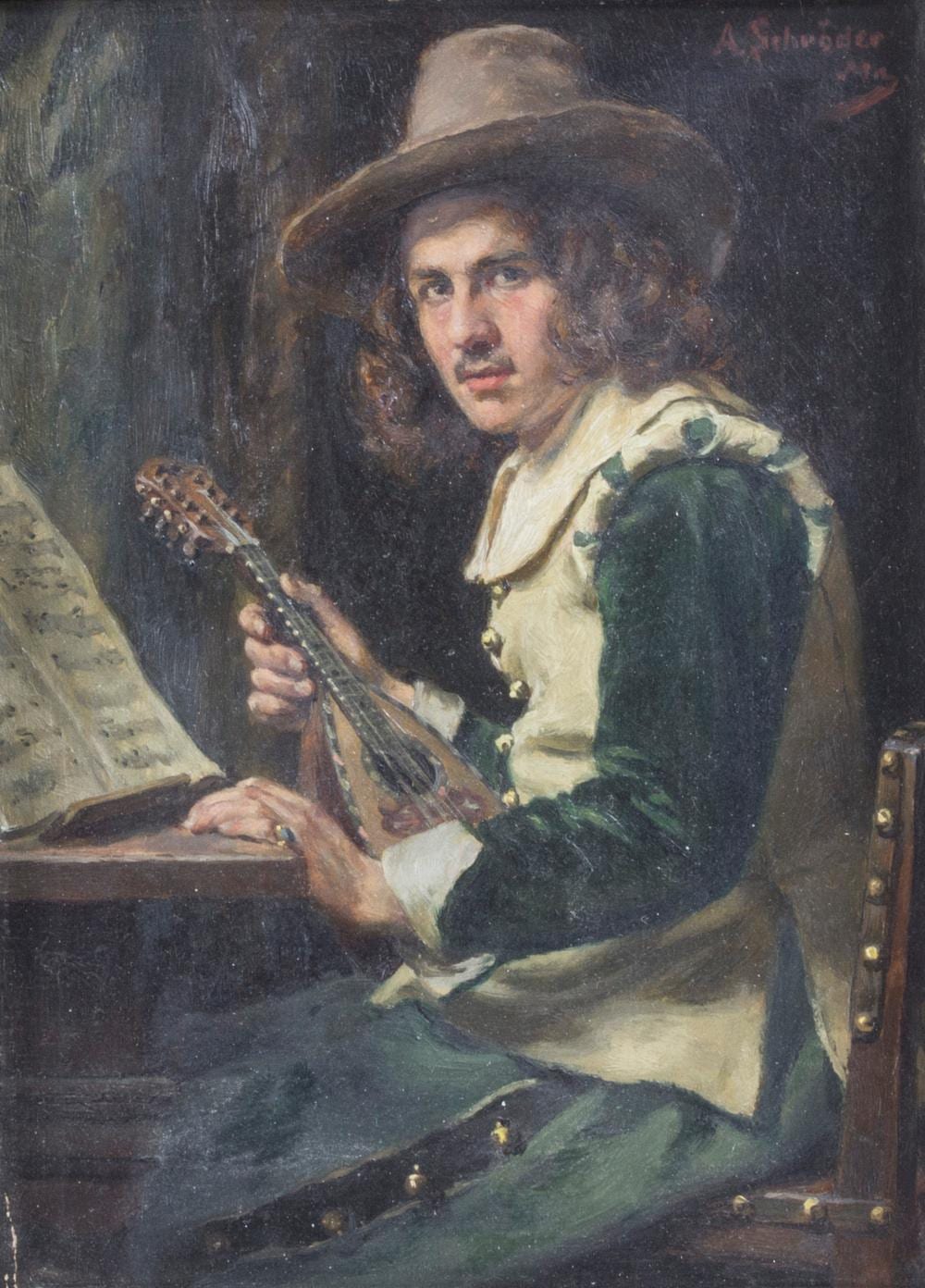 Albert (1854) Schröder comparable auction result: albert friedrich schr der 1854 1939 mann mit mandoline a man with mandolin 19 jh