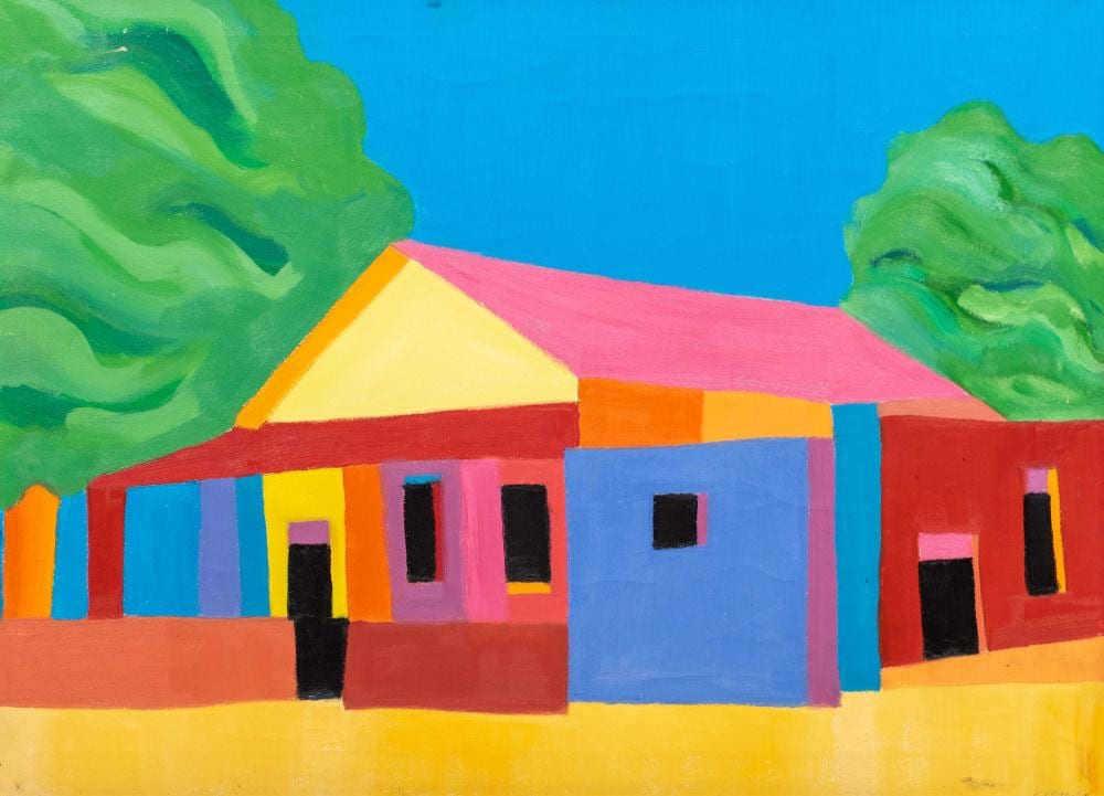 trevor coleman sa born 1935 oil abstract house signed 54 x 74 · 5th Avenue Auctioneers · 2021-07-18 Trevor Coleman comparable auction result: trevor coleman sa born 1935 oil abstract house signed 54 x 74