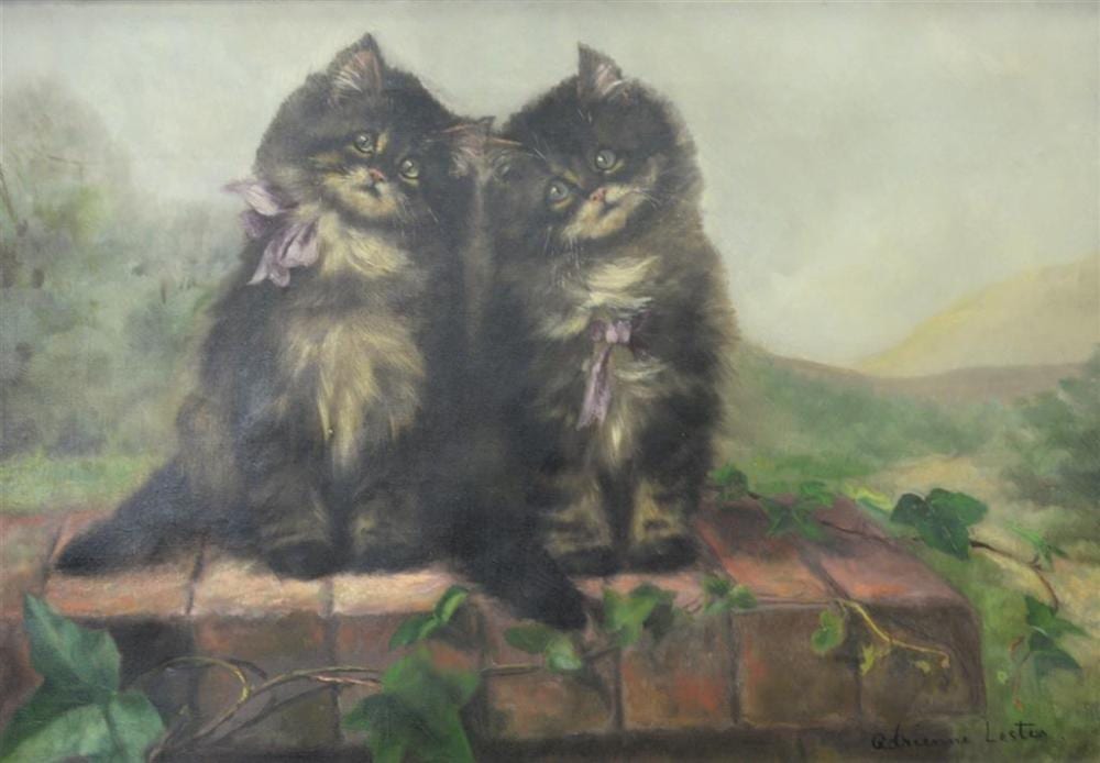 Adrienne Lester comparable auction result: adrienne lester british 1870 1950 two kitten seated on wall oil on canvas signed lower right adrienne lester dated on the