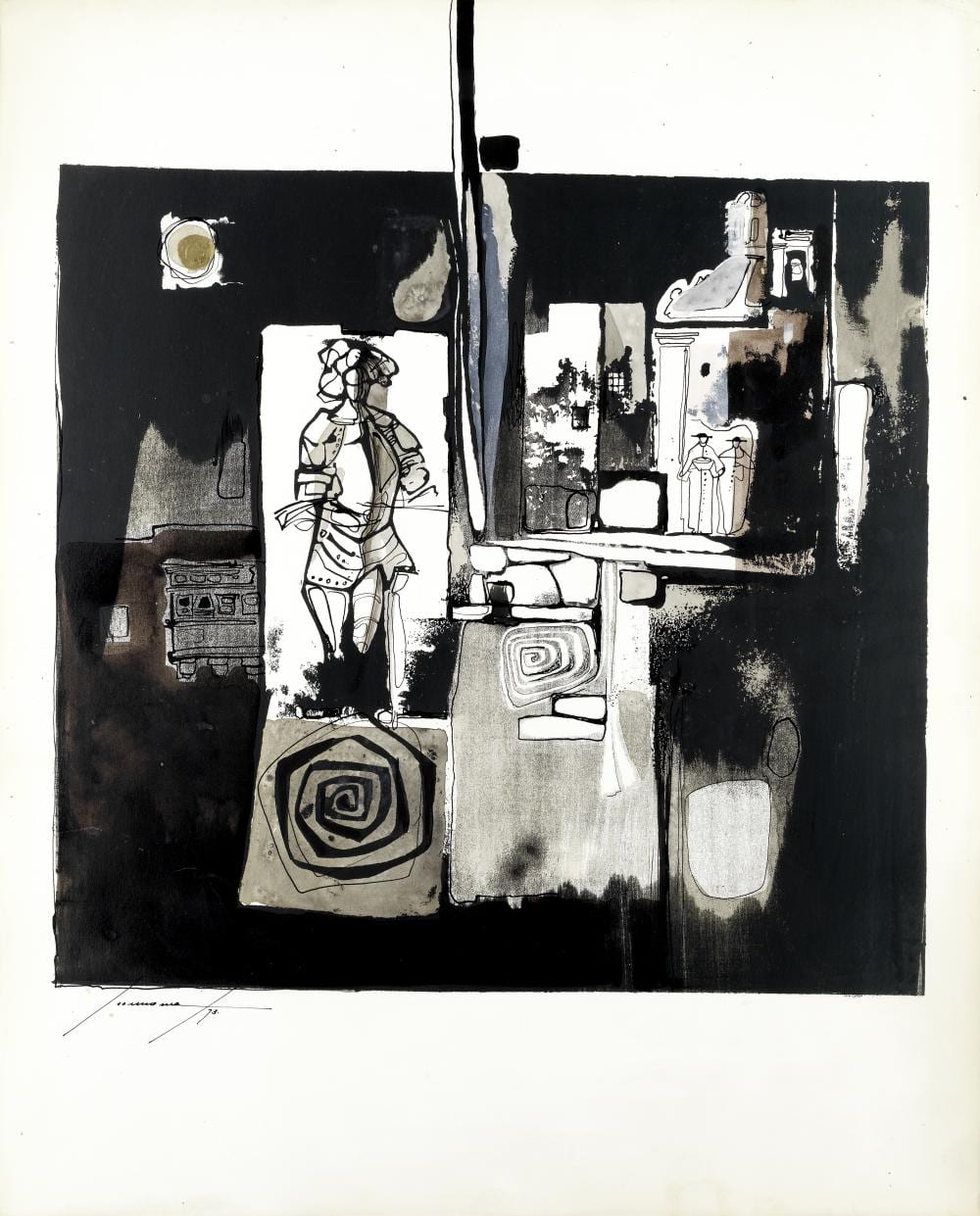 Emanuel Vincent Cremona comparable auction result: emvin cremona maltese 1919 1987 street scene with statue before a church