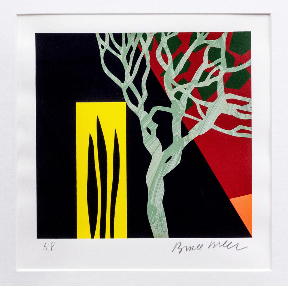 Auction comp thumbnail for Bruce McLean (Scottish, b.1944) Green tree silkscreen print in colours with collage on wove, signed artist's proof, (Martel Maides, Lot 575)