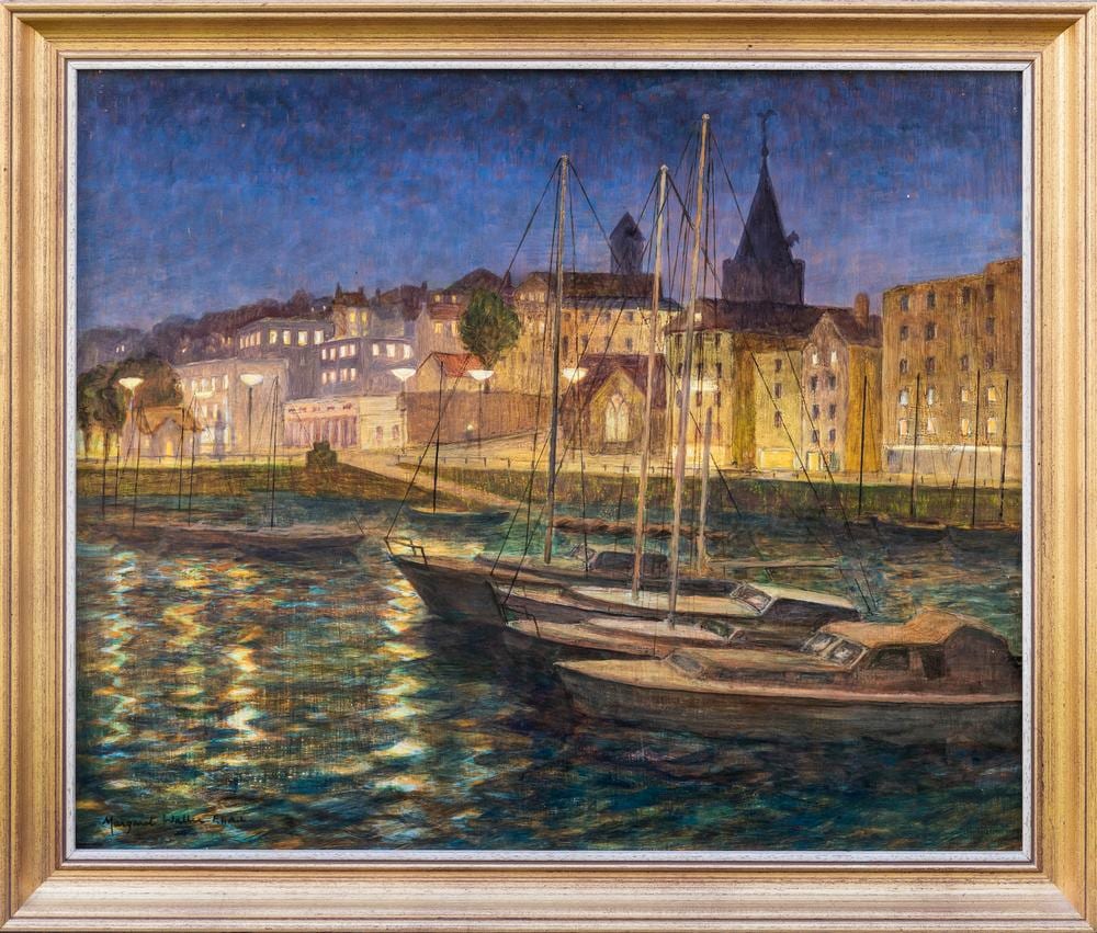 Margaret Waller comparable auction result: margaret waller british 20th century st peter port at night oil on board
