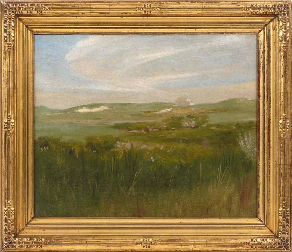 charles frederick naegele tennessee georgia new york 1857 1944 landscape likely shinnecock hills oil on canvas 14 x 17 framed 19 x 21 5 · Eldred's · 2021-07-29 Charles Frederick Naegele comparable auction result: charles frederick naegele tennessee georgia new york 1857 1944 landscape likely shinnecock hills oil on canvas 14 x 17 framed 19 x 21 5