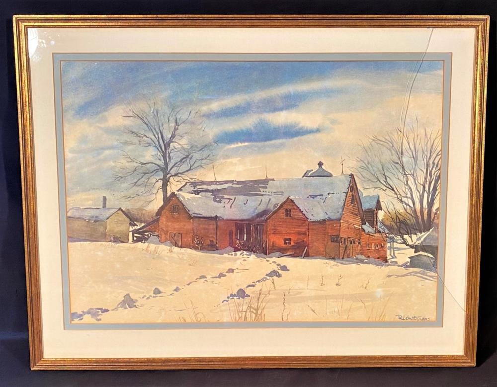Phil Austin comparable auction result: phil austin 1910 2004 original watercolor of a rural winter landscape it measures 27 in x 35 in