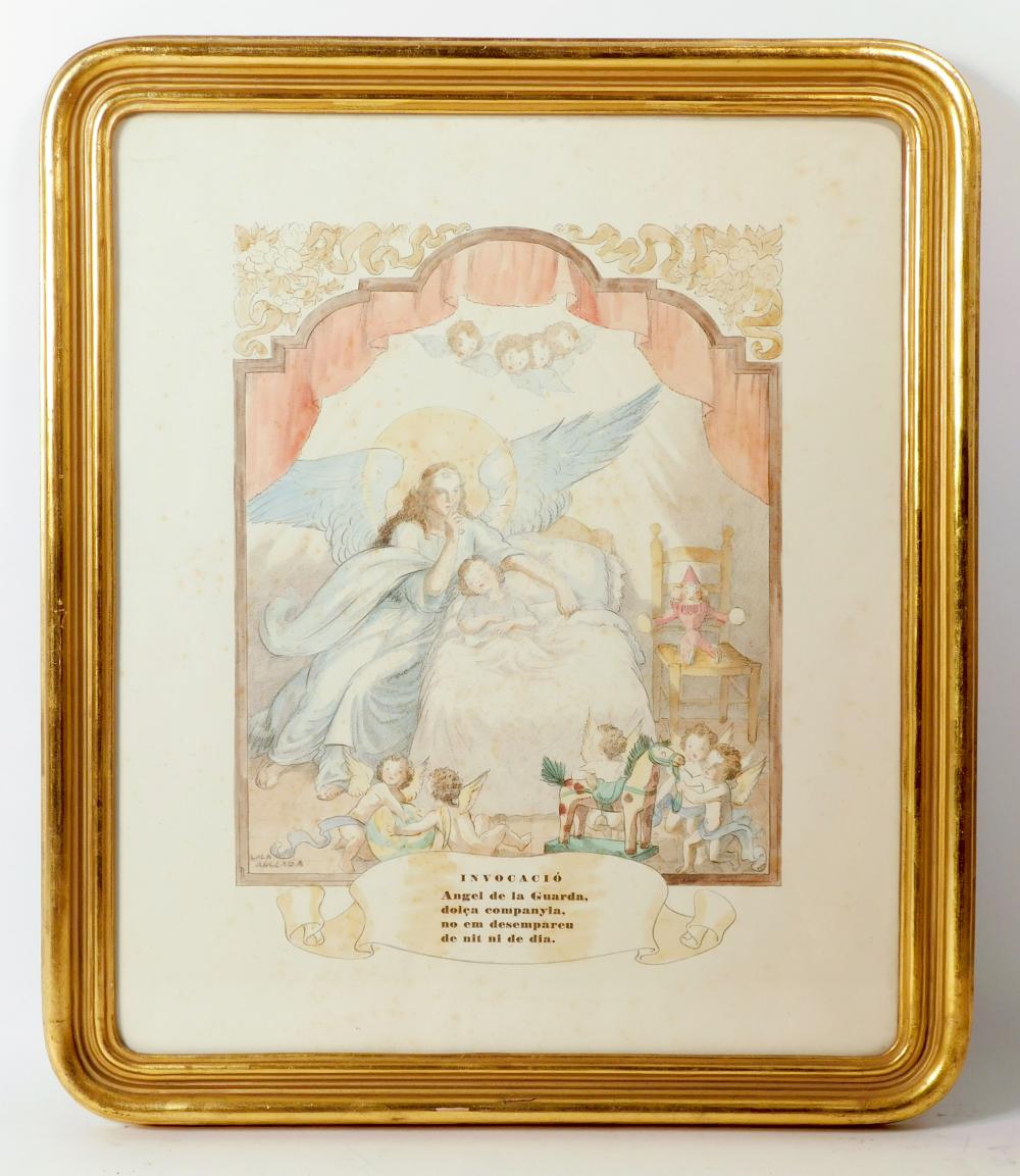 Lola Anglada y Sarriera comparable auction result: lola anglada y sarriera 1892 1984 ngel de la guarda acuarela sobre papel 34 5x42 cm