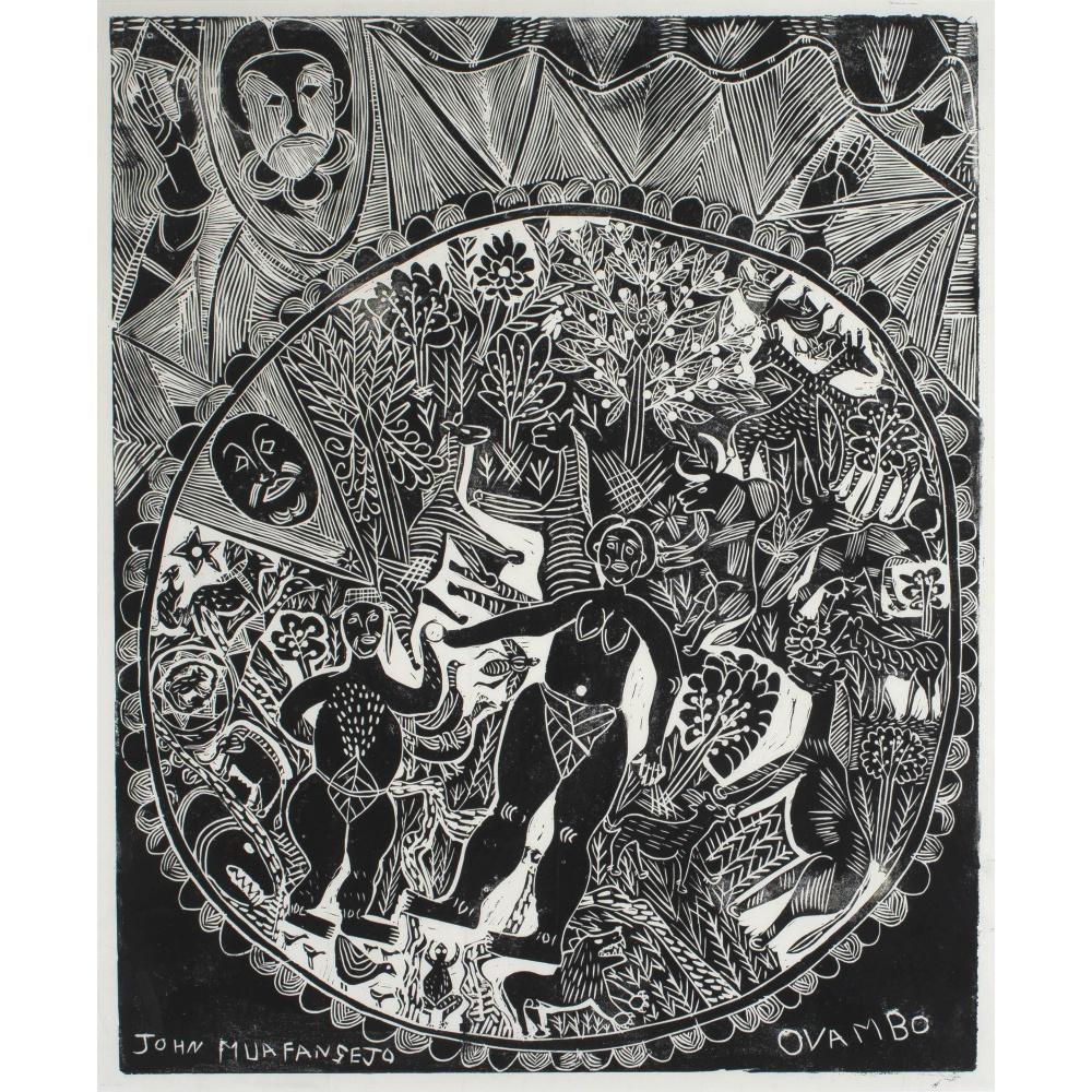 John N. Muafangejo comparable auction result: john muafangejo namibian 1943 1987 adam and eva