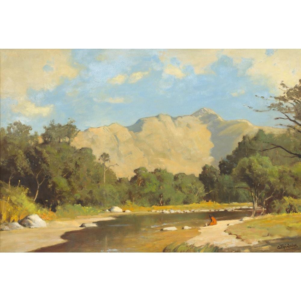 Walter Gilbert comparable auction result: walter gilbert wiles south african 1875 1966 figure on a river bank