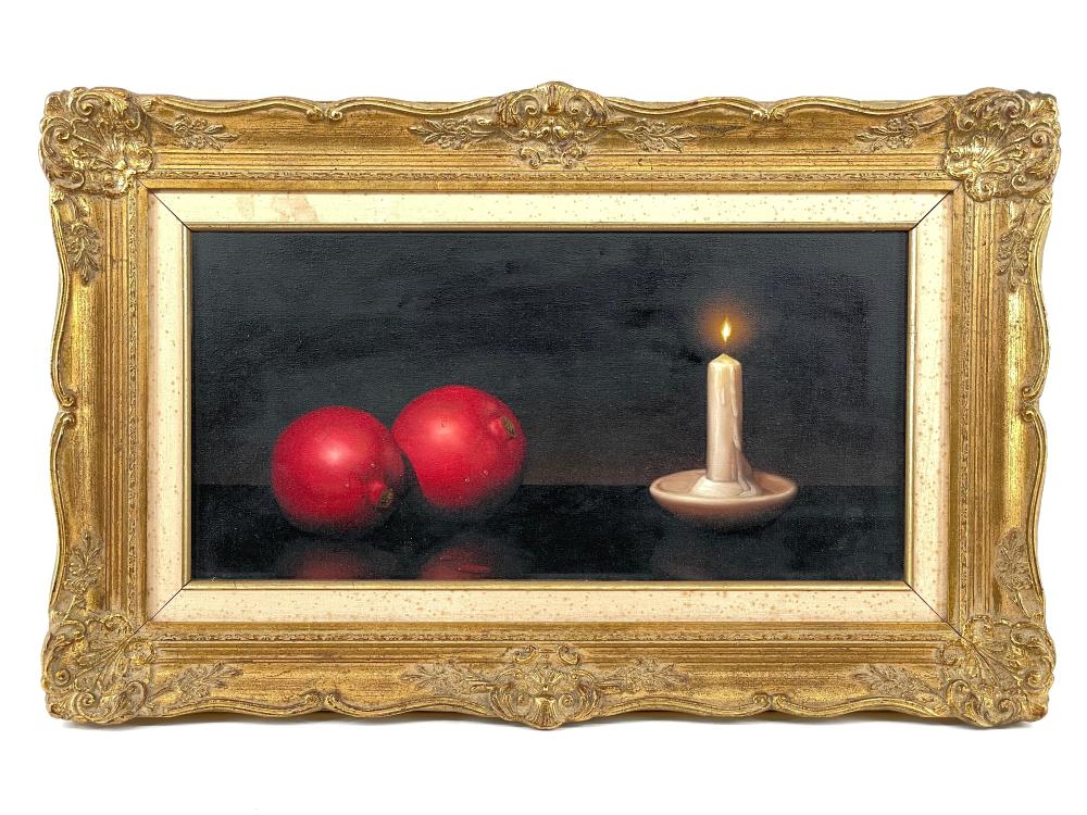 Alfred Jackson comparable auction result: alfred jackson pomegranates and candle oil on canvas