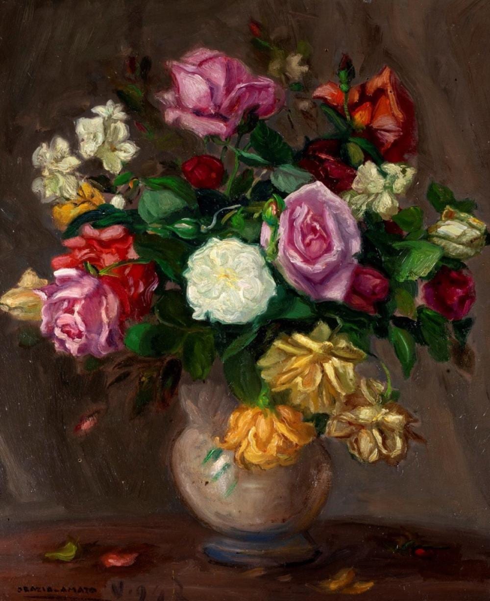 Orazio Amato comparable auction result: orazio amato anticoli corrado 1884 roma 1952 flowers in a vase 1947