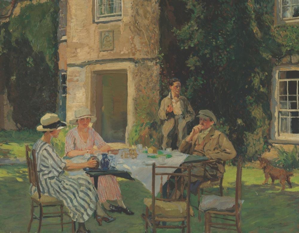 thomas cantrell dugdale british 1880 1952 algernon talmage robin feild a k browning and edith leppard on a summer s · Christie's · 2021-07-15 Thomas Cantrell Dugdale comparable auction result: thomas cantrell dugdale british 1880 1952 algernon talmage robin feild a k browning and edith leppard on a summer s