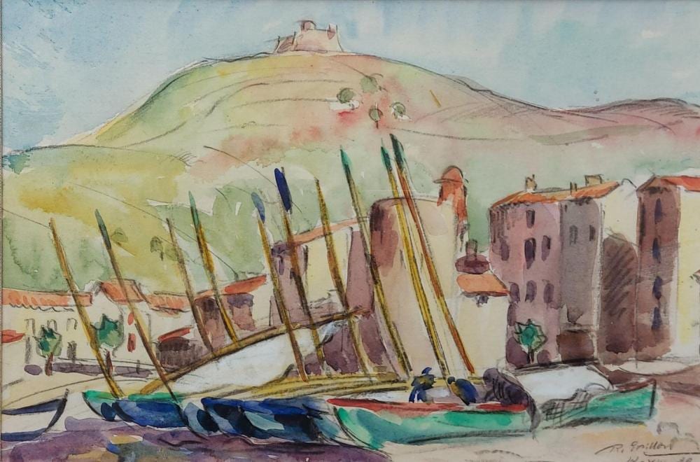 Roger Maurice Grillon comparable auction result: roger grillon 1881 1938 port de p che 12 ao t 1930 aquarelle sign e et dat e en bas droite 2
