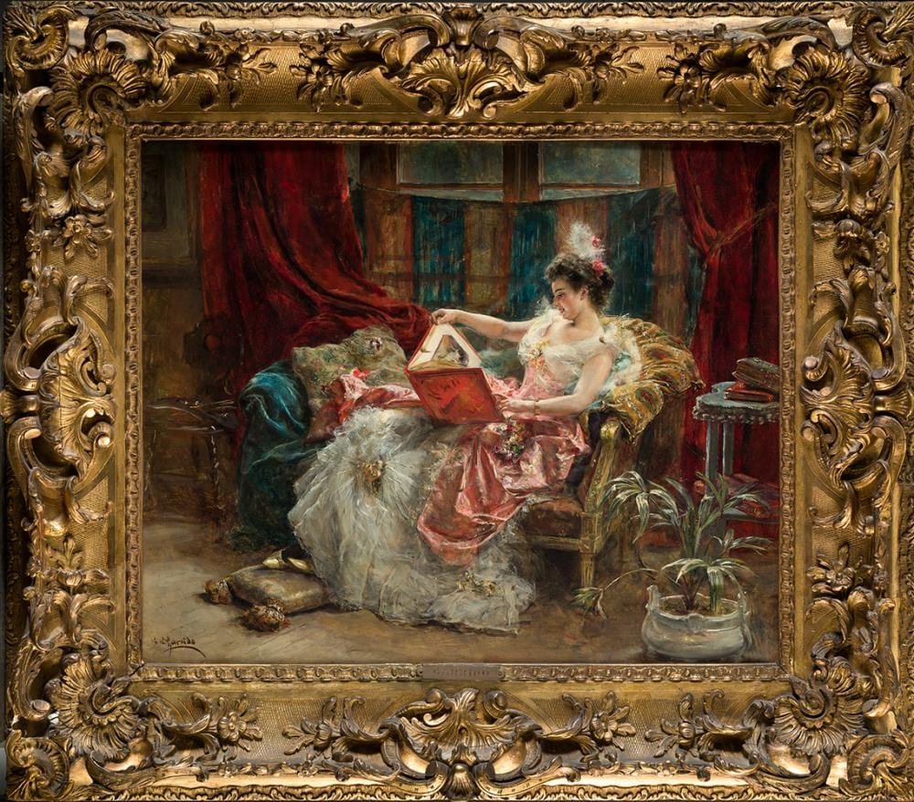 Eduardo Leon Garrido comparable auction result: eduardo leon garrido 1856 1949 young woman indoors reading