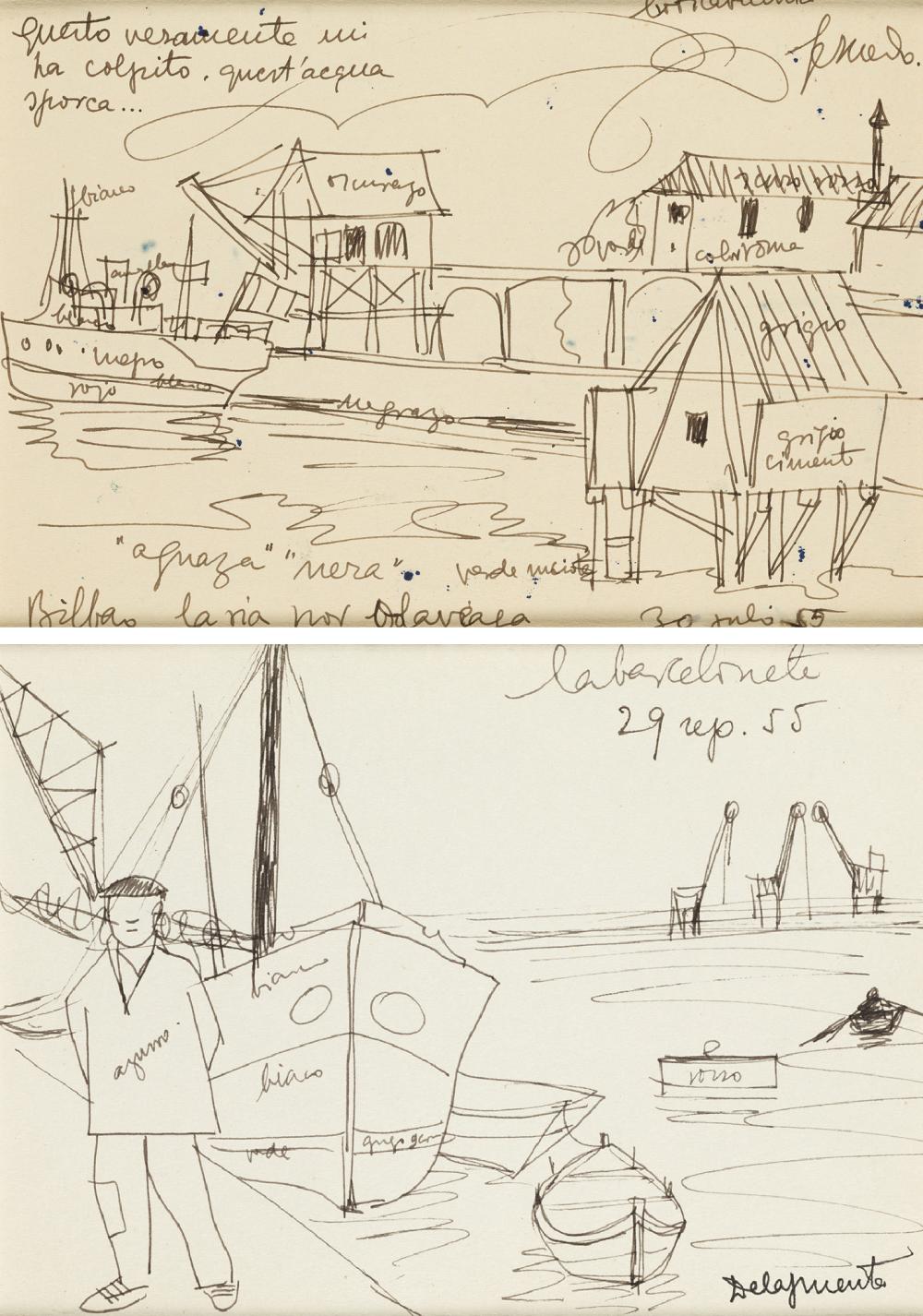 Fernando Delapuente comparable auction result: fernando delapuente 1909 1975 sketches of barceloneta and the bilbao estuary 1955
