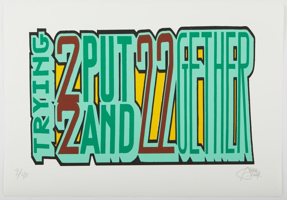 ABOVE comparable auction result: tavar zawacki above trying 2 put 2 and 2 2gether screenprint
