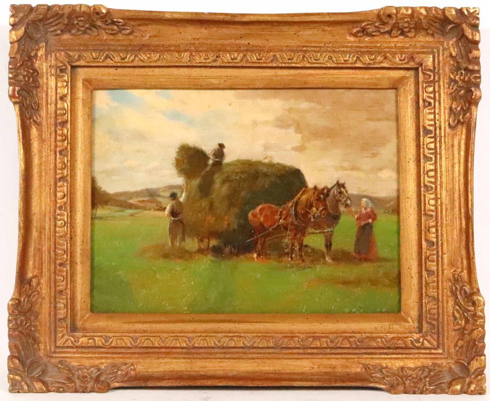 Hermann Reisz comparable auction result: hermann reisz oil on masonite haywagon