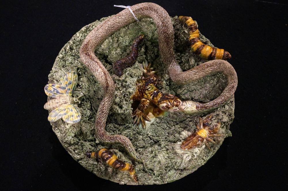 jose alves cunha 1860 1885 a 19th century majolica palissy style portuguese wall platter famous portuguese maker · Woodlands Auctions · 2021-07-11 Jose Alves Cunha comparable auction result: jose alves cunha 1860 1885 a 19th century majolica palissy style portuguese wall platter famous portuguese maker