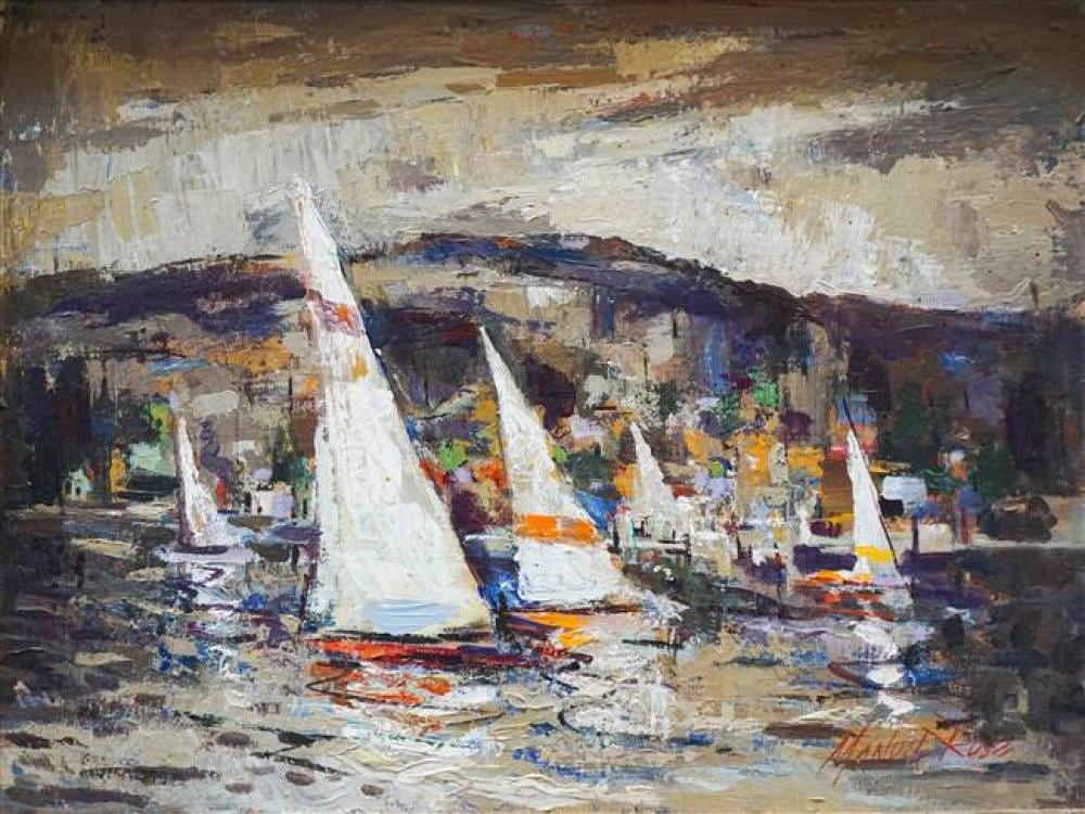 manuel rose american 1927 2009 sailboats in harbor oil on canvas framed 22 x 27 1 2 inches · Weschler's · 2021-07-07 Manuel Rosé comparable auction result: manuel rose american 1927 2009 sailboats in harbor oil on canvas framed 22 x 27 1 2 inches
