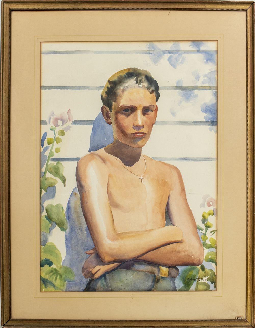 Alphaeus P. Cole comparable auction result: alphaeus p cole portrait of a boy watercolor