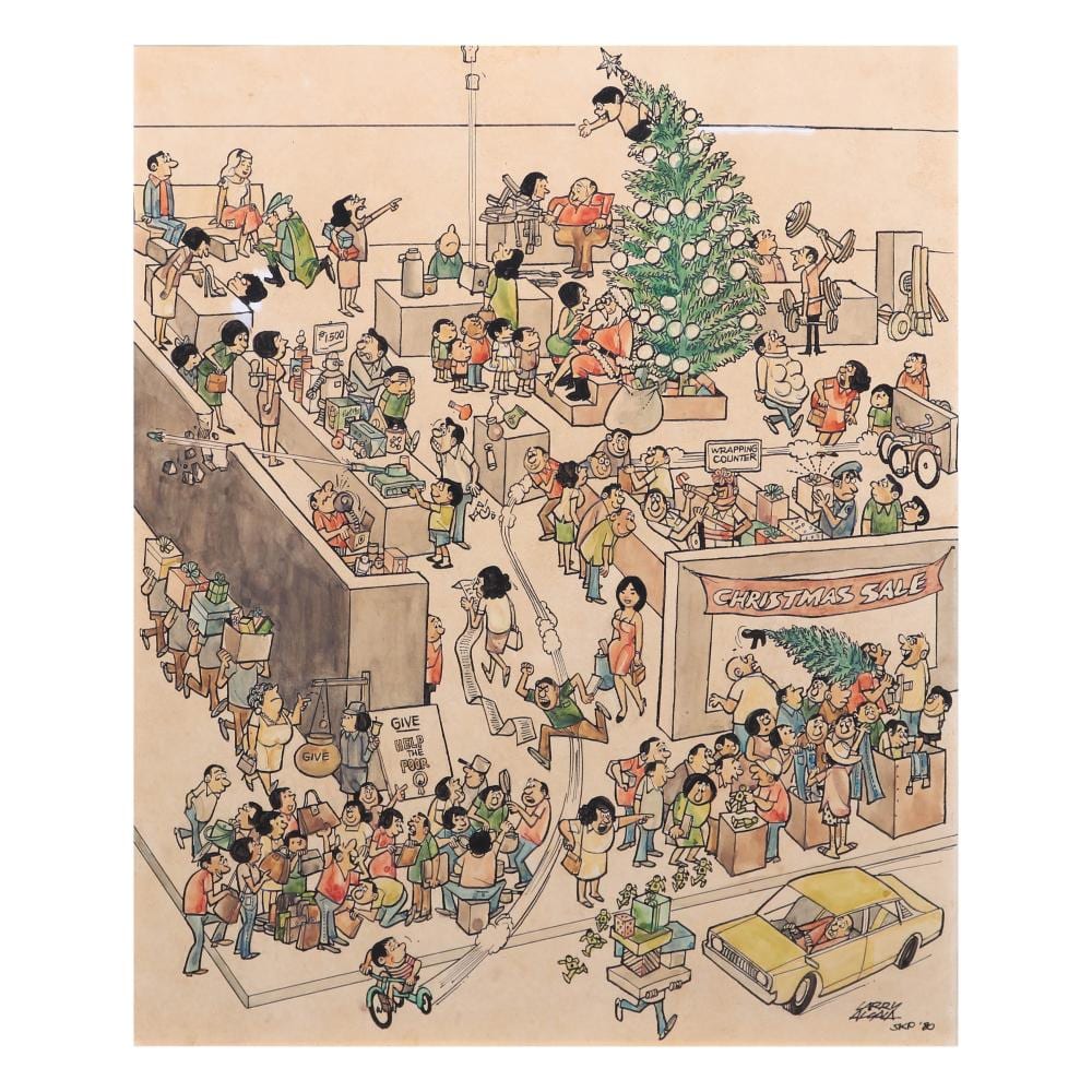 Larry Alcala comparable auction result: larry alcala 1926 2002 slice of life christmas shopping