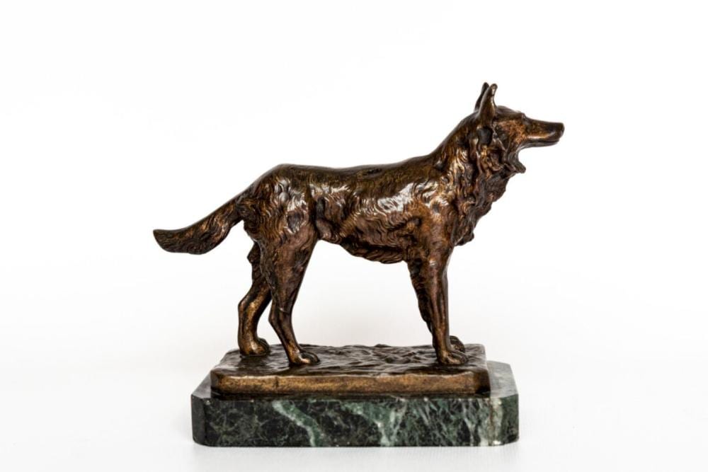Paul Edouard Dreux comparable auction result: paul edouard dreux 1855 1947 petit chien berger bronze patin brun petit tirage vers 1920 sign