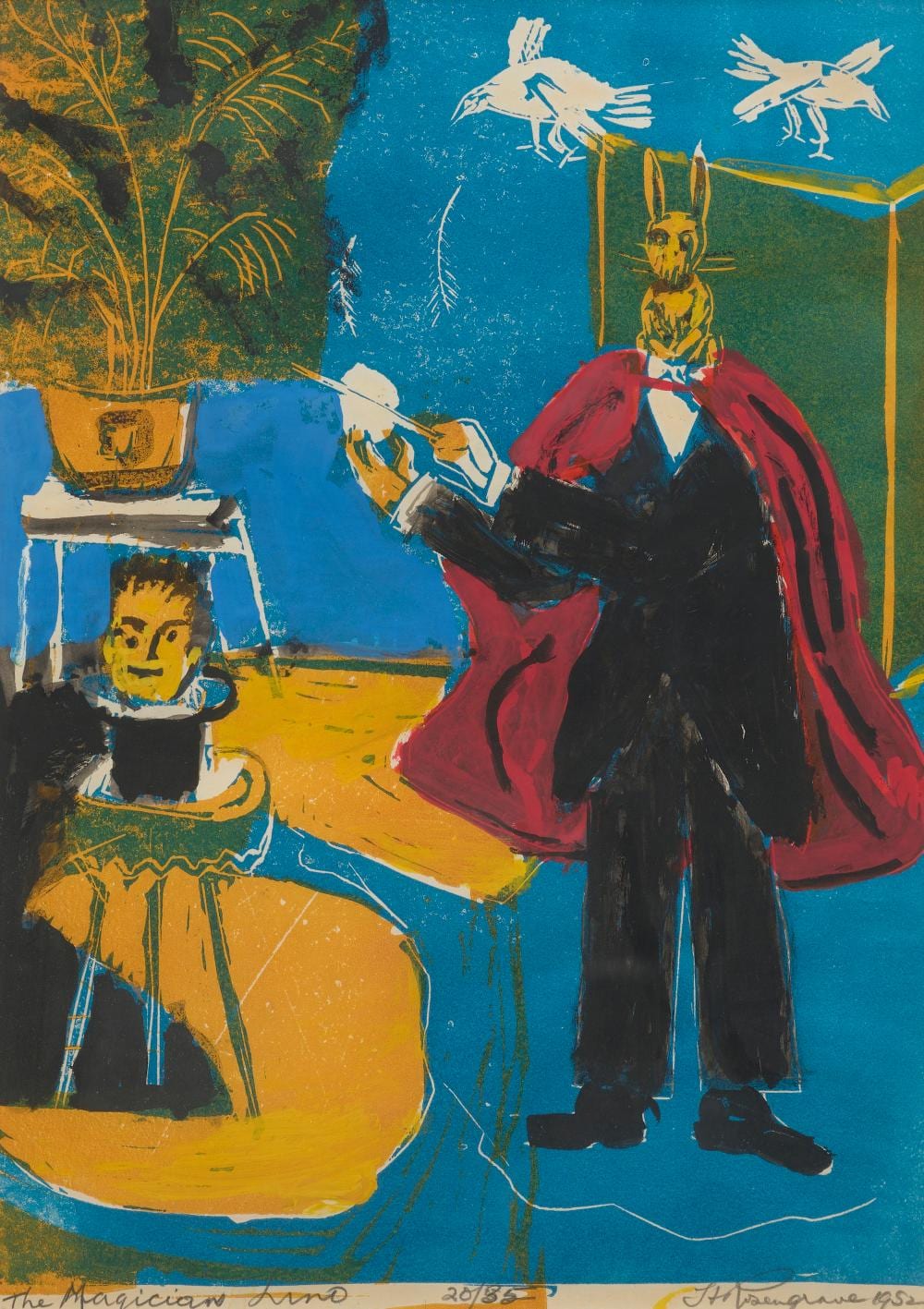 Harry Rosengrave comparable auction result: harry rosengrave 1899 1986 the magician linocut ed 20 35