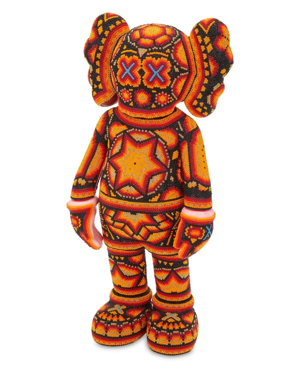 Rick Wolfryd, (b. 1953, American), After KAWS "Companion (Red)" 2004, 2021, Vinyl and beads, 14" H x 6.5" W x 4.5" D approximately sold by John Moran Auctioneers, lot 44 — auction record photograph