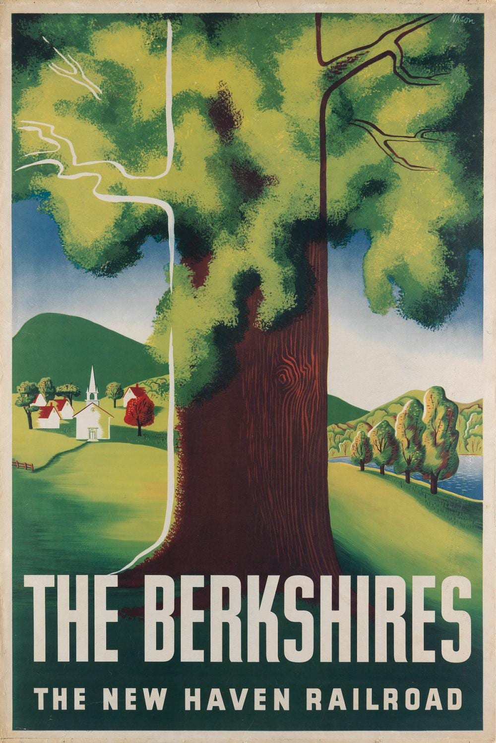 Ben Nason comparable auction result: ben nason 1915 the berkshires the new haven railroad 1942 42x28 inches 106 x71 cm