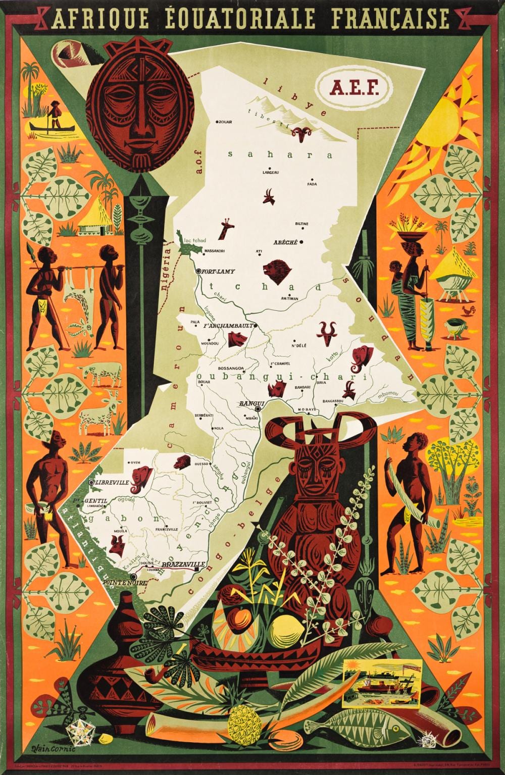 Alain Cornic comparable auction result: alain cornic 1920 afrique equatoriale francaise circa 1955 46x30 inches 116 x76 cm