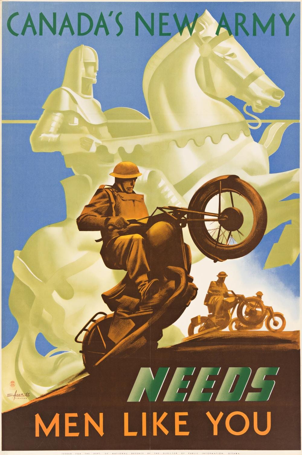 Albert Edward Cloutier comparable auction result: albert edward cloutier 1902 1965 eric aldwinckle 1909 1980 canada s new army needs men like you circa 1942 36x24 inches 91