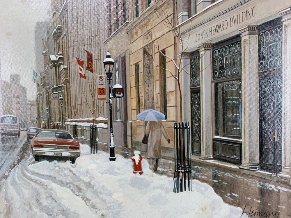 Andris Leimanis comparable auction result: andris leimanis oil on cavas winter street scene