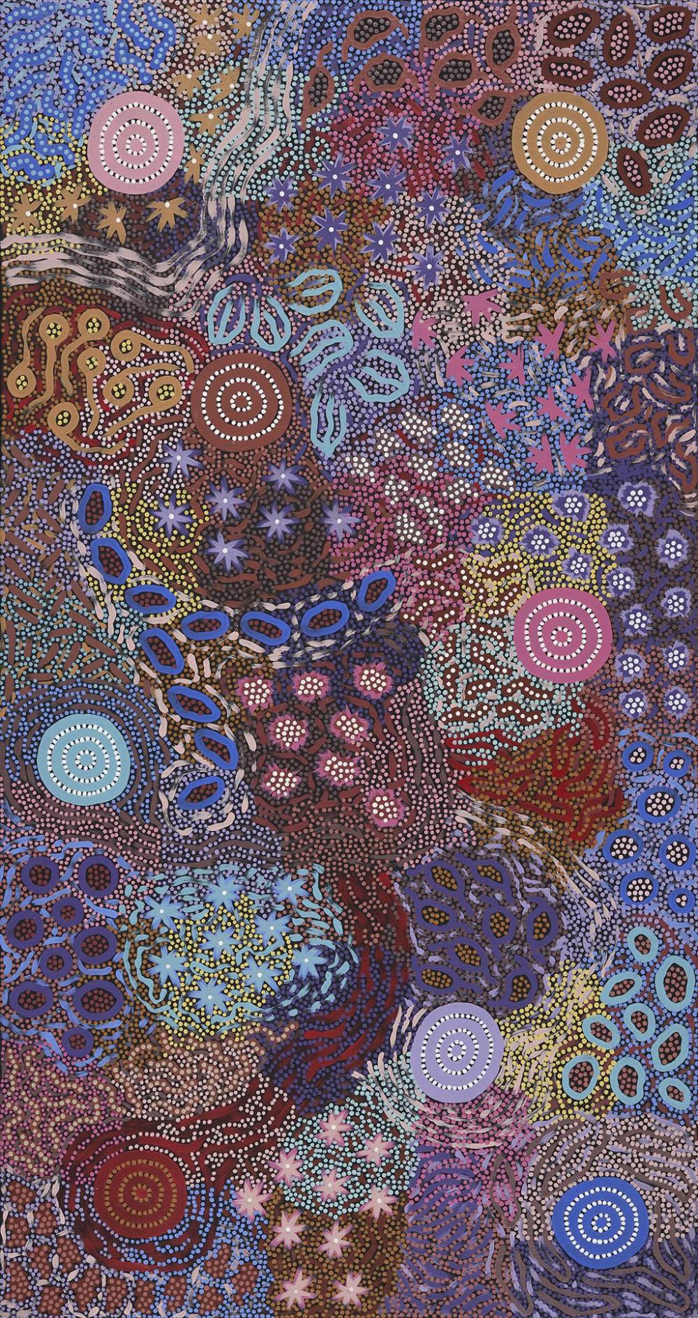 MICHELLE POSSUM NUNGURRAYI (1969 - ) Grandmother's Country acrylic on canvas 168 x 89 cm (stretched and ready to hang) certificate o... sold by Lawsons, lot 566 — auction record photograph